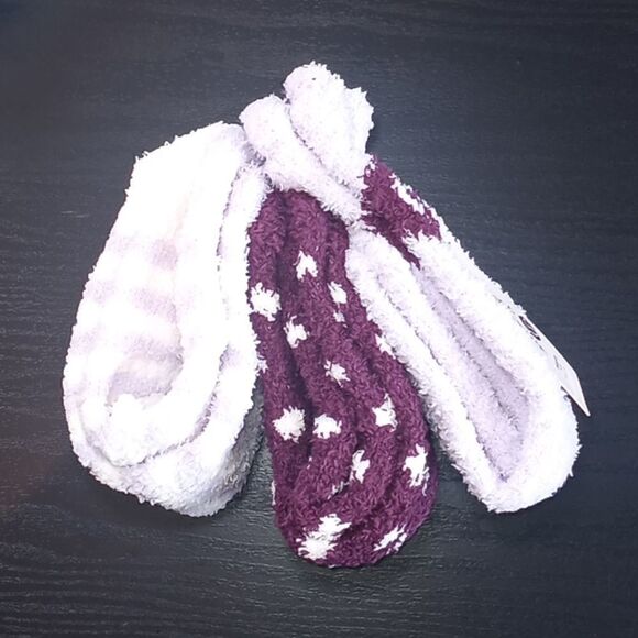 Womens Fuzzy Slipper Socks 2 Packs - Picture 2 of 5